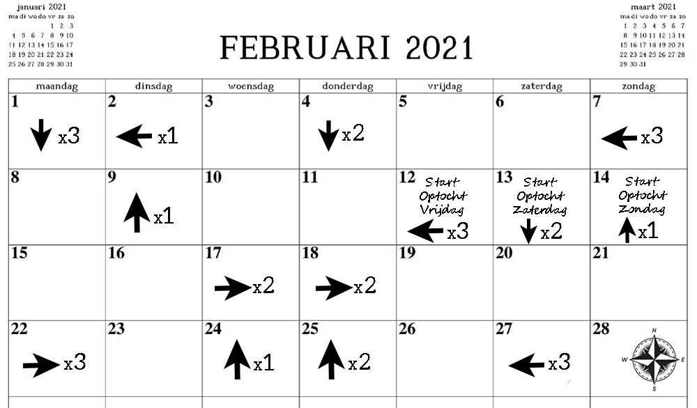 Ronde 1: kalender